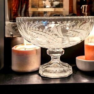 Vintage  BEYER Lead Crystal Fruit Compote Bowl